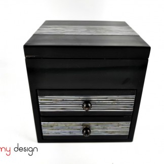 Black square lacquer cabinet box with drawers attached with mother of pearl 28*40*H15 cm